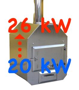 místo kamen 20 kW - kamna o výkonu 26 kW