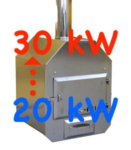 místo kamen 20 kW - kamna o výkonu 30 kW