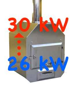 místo kamen 26 kW - kamna o výkonu 30 kW